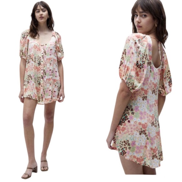 Free People Floral Callie Tunic Dress Vintage Combo Size Small - Picture 1 of 9